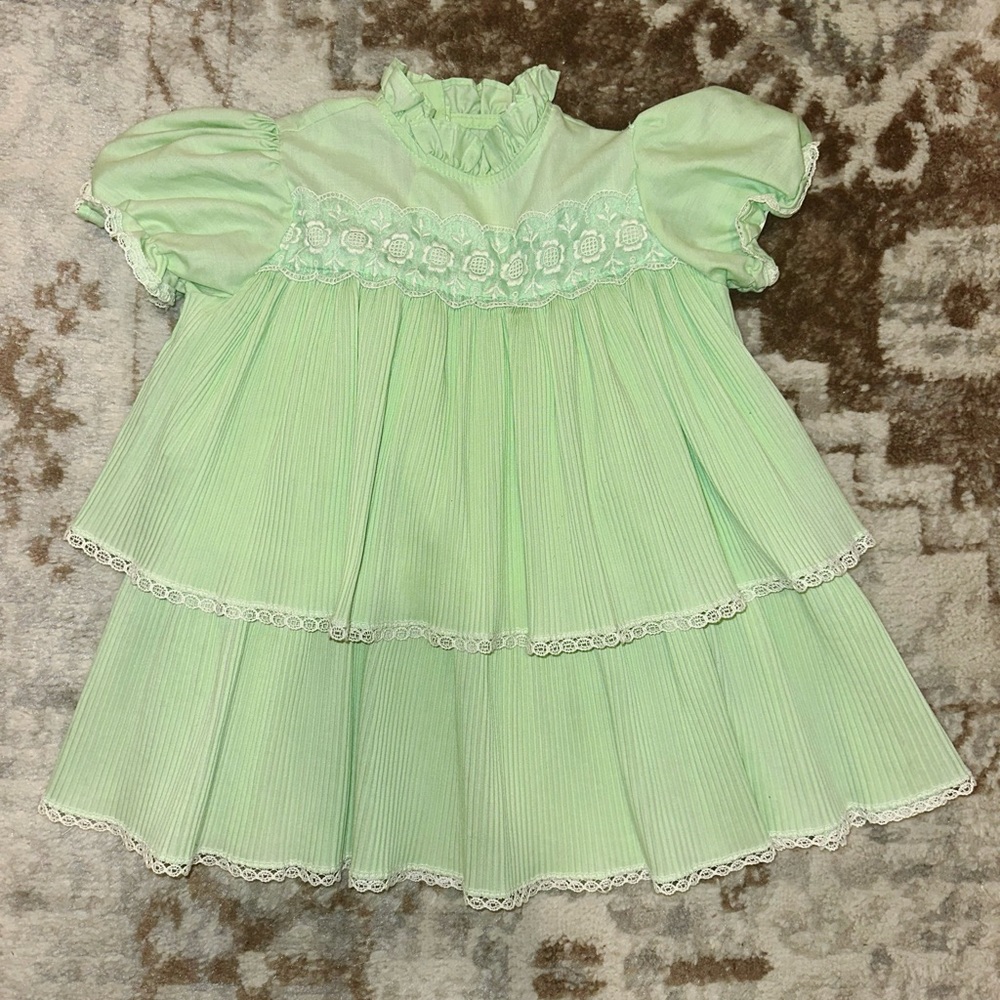 Vintage mint lace-trimmed dress